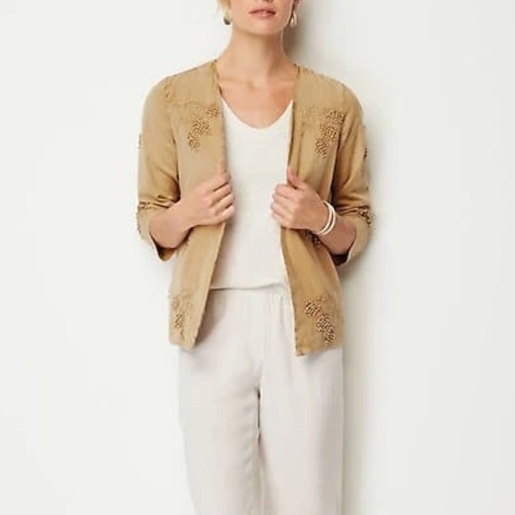 - J Jill Pure Jill Hand-Embroidered Jacket NWT L - Picture 2 of 9